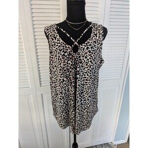 Maurices Top Womens 2X Brown Leopard Keyhole Strappy Crepe Tank Sexy Blouse